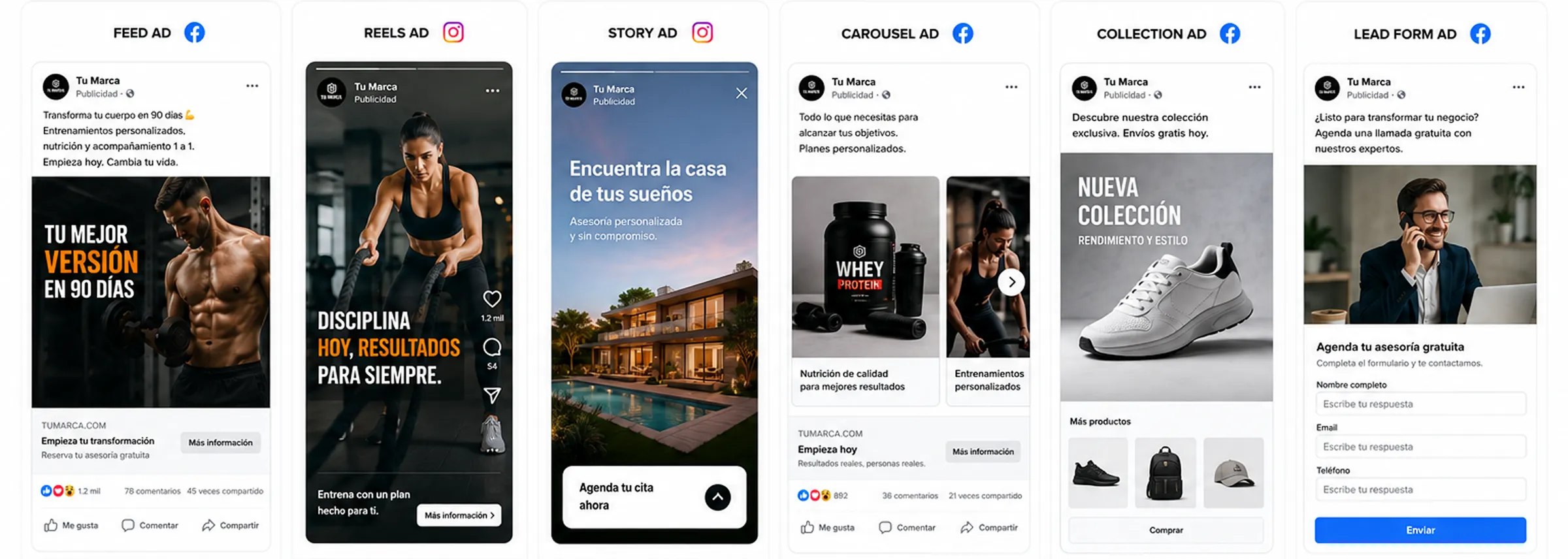 Galería de anuncios para crecimiento con Facebook Ads