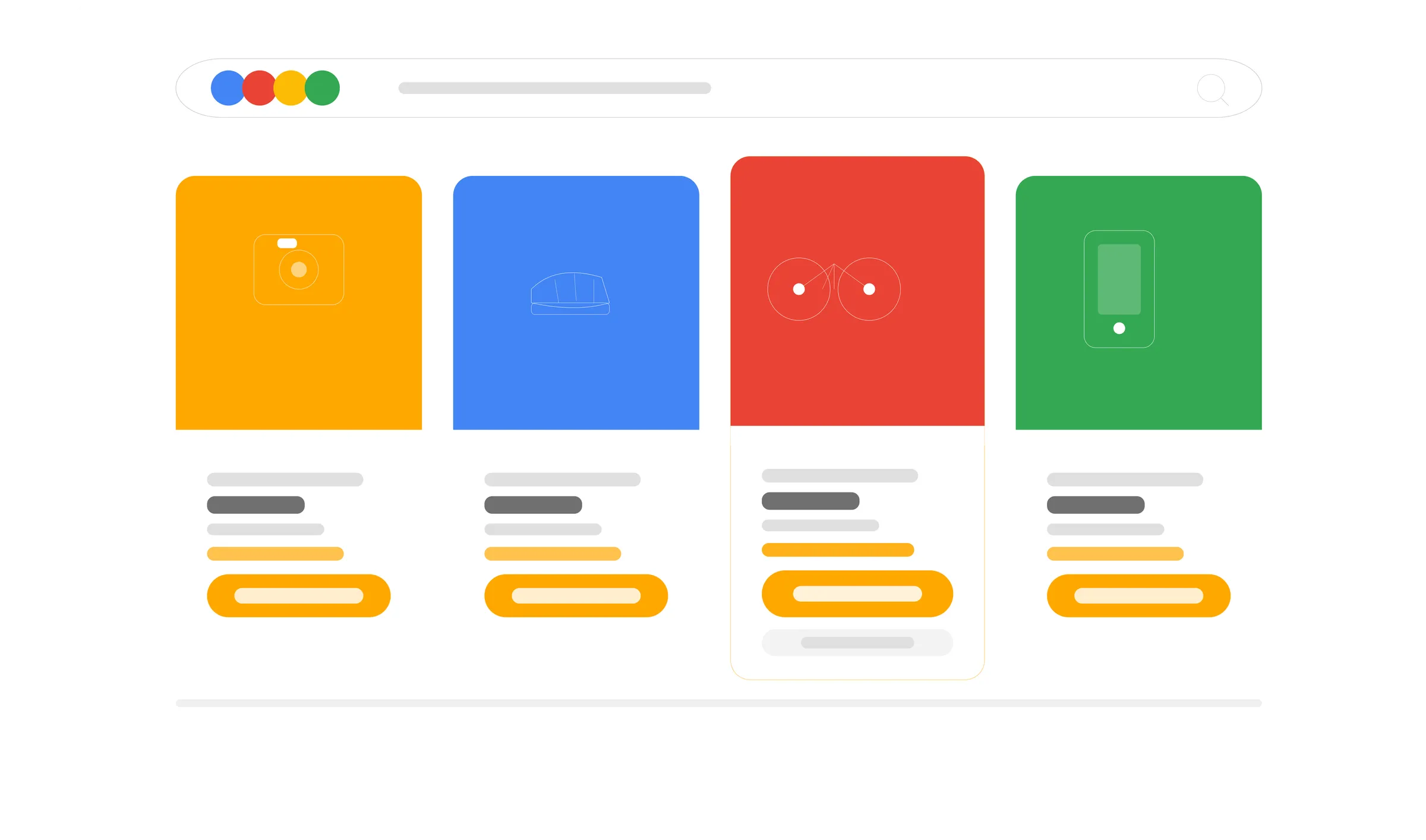 Escaparate visual de Google Shopping con productos destacados