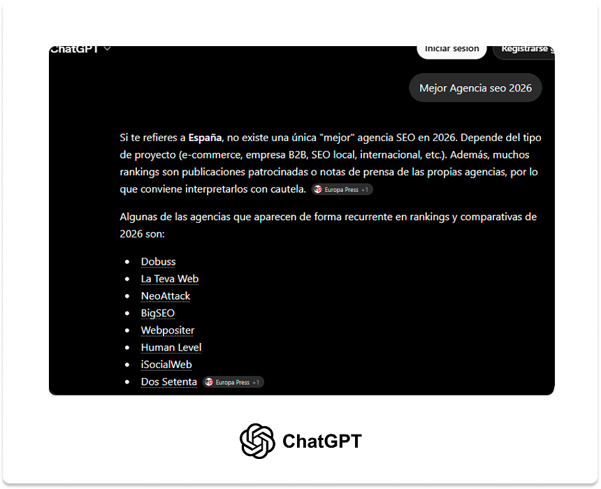 Mención de ChatGPT sobre NeoAttack