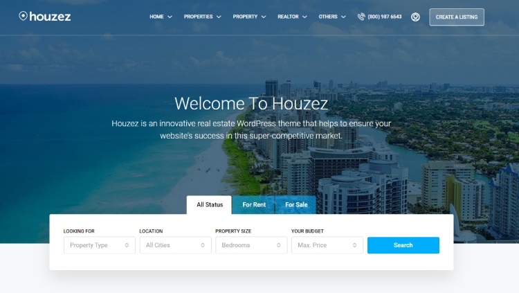 Plantilla WordPress para crear una web para inmobiliaria Houzez