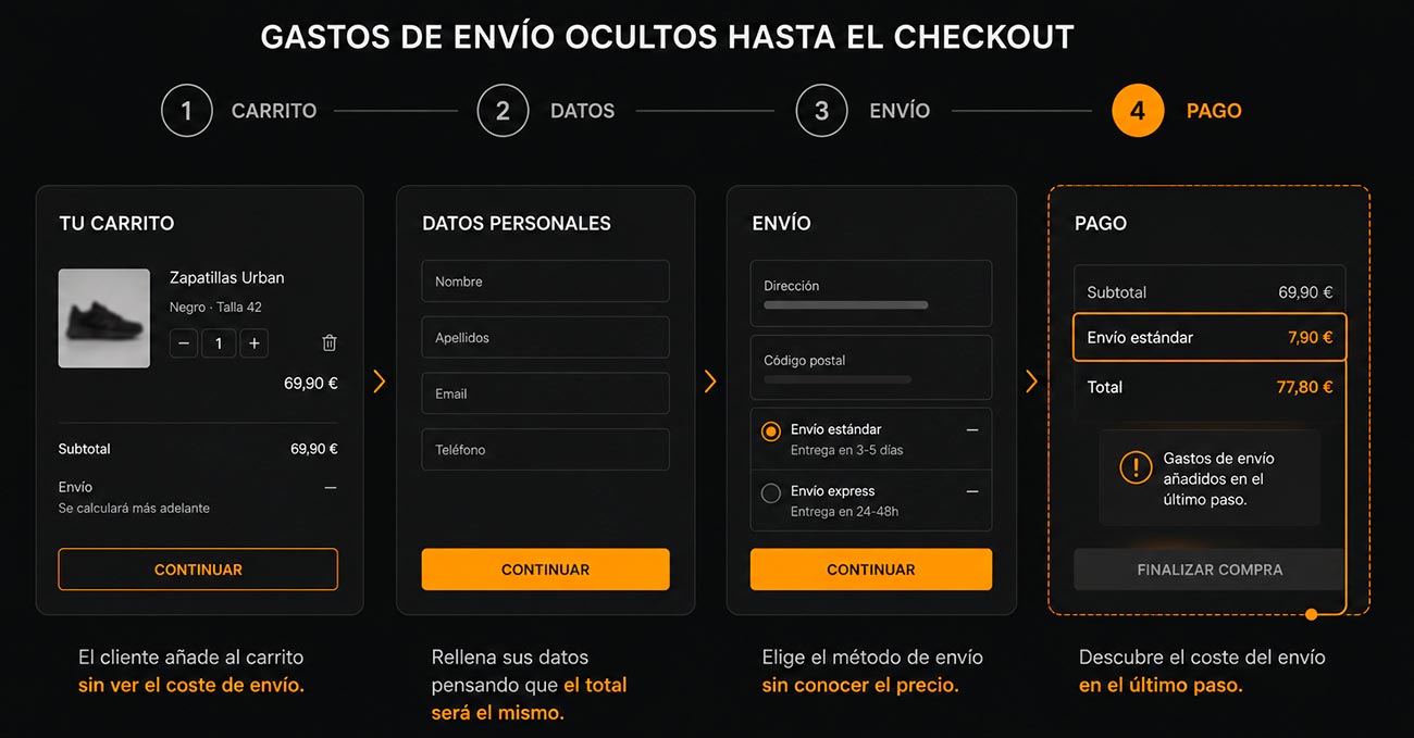 gastos de envio ocultos en checkout neoattack
