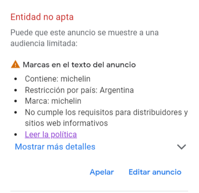 google-ads-entidad-no-apta