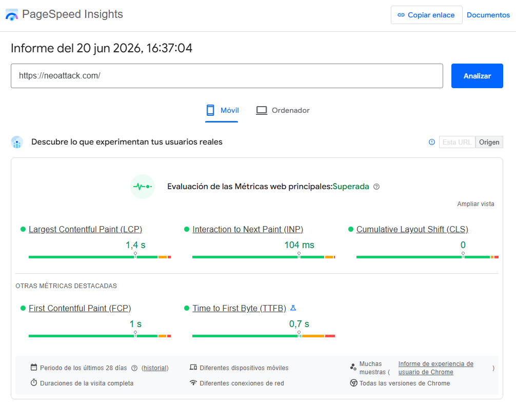 Core Web Vitals PageSpeed Insights