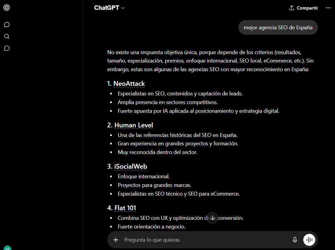 visibilidad agentica ChatGPT